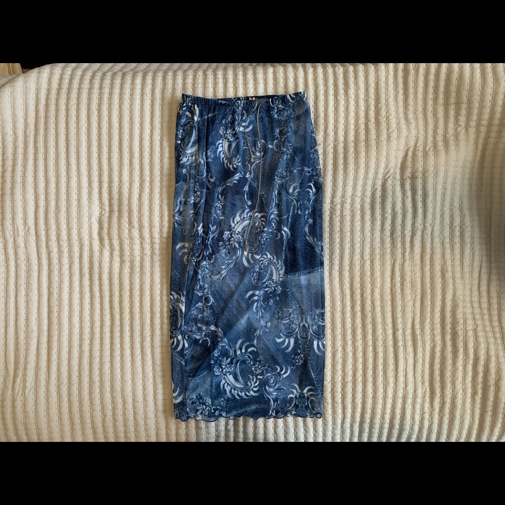 Badee Mesh Denim Patchwork Skirt